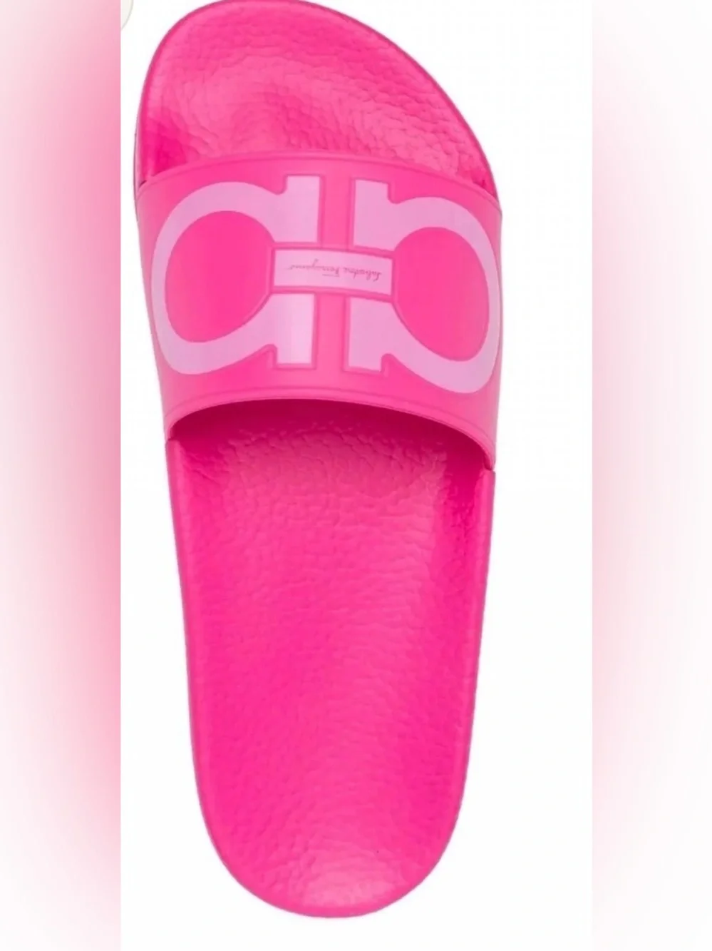 Salvatore Ferragamo Hot Pink Logo Slide Sandals - Picture 3 of 6